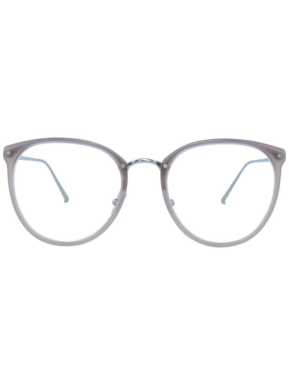 LINDA FARROW Calthorpe Oval Optical Glasses NWT Milky Grey White Gold Titanium
